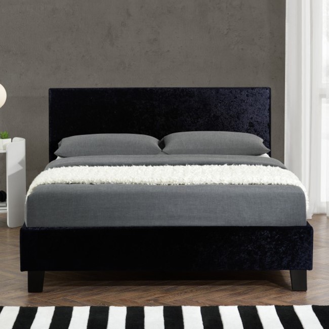 Birlea Berlin Double Bed Upholstered in Crushed Black Velvet