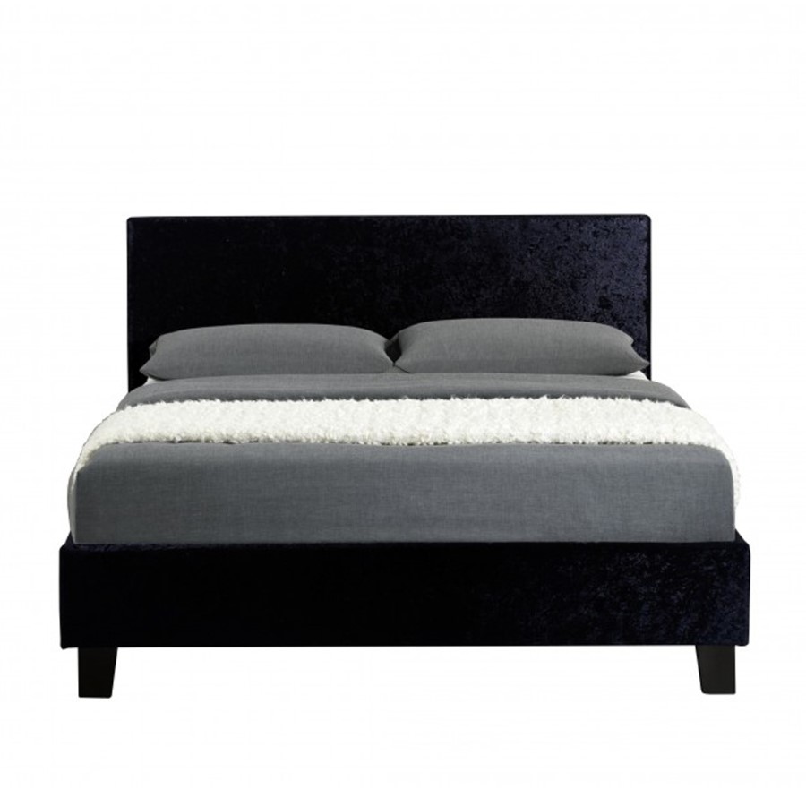 Birlea Berlin Double Bed Upholstered in Crushed Black Velvet