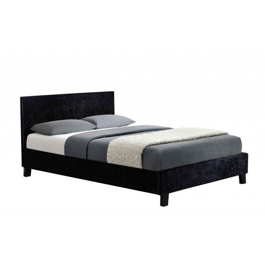 Birlea Berlin Double Bed Upholstered in Crushed Black Velvet