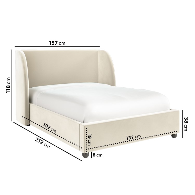 ALMOST PERFECT - Off-White Velvet Double Ottoman Bed - Bergamo