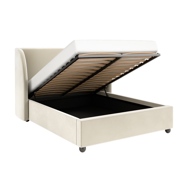 ALMOST PERFECT - Off-White Velvet Double Ottoman Bed - Bergamo