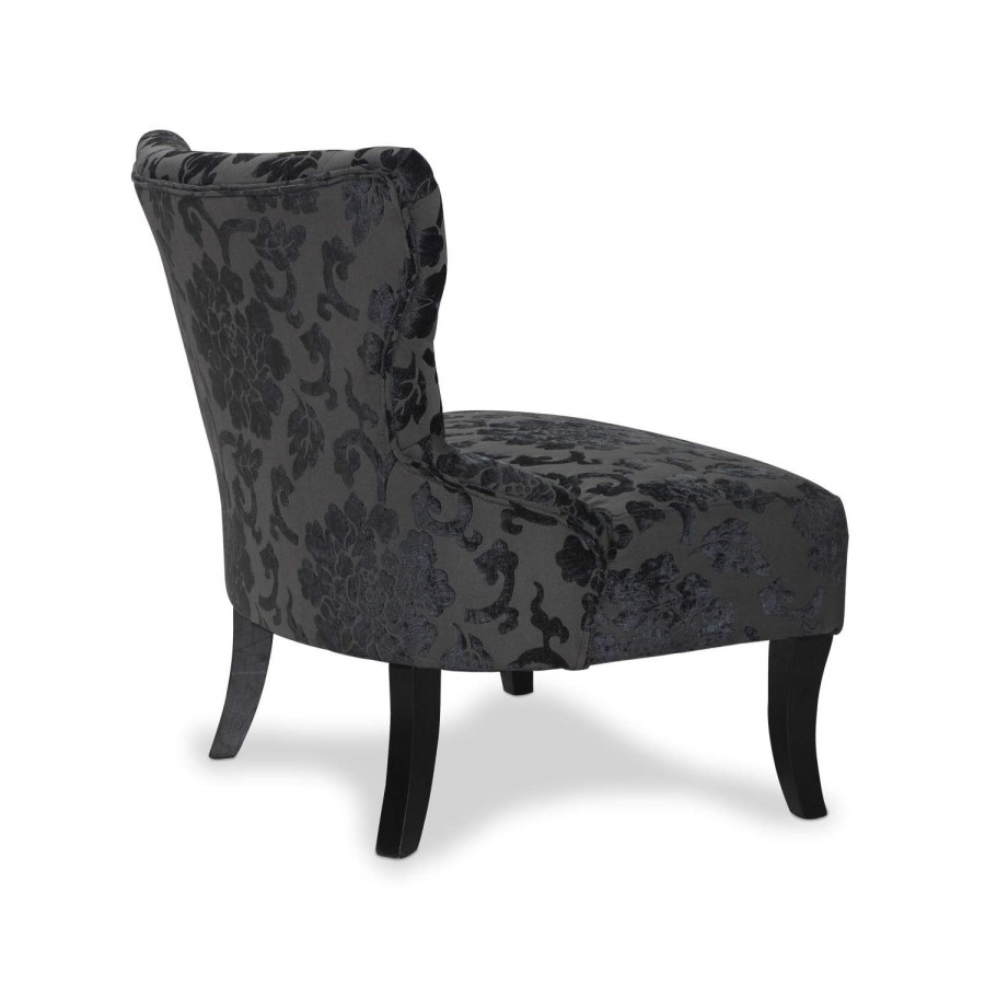 Anson Baroque Charcoal Fabric Accent Chair