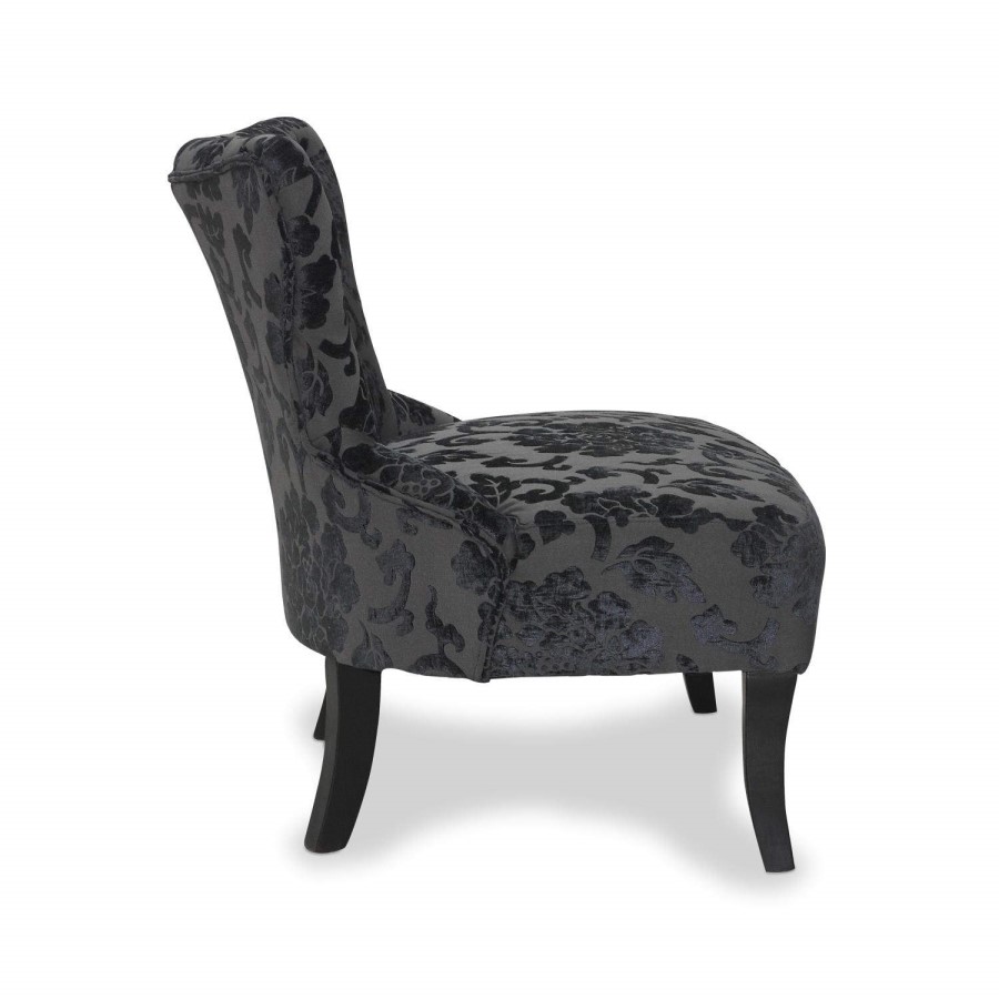 Anson Baroque Charcoal Fabric Accent Chair