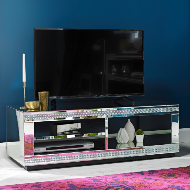 LPD Biarritz Mirrored TV Stand with Diamante Trim - TV's up to 40"