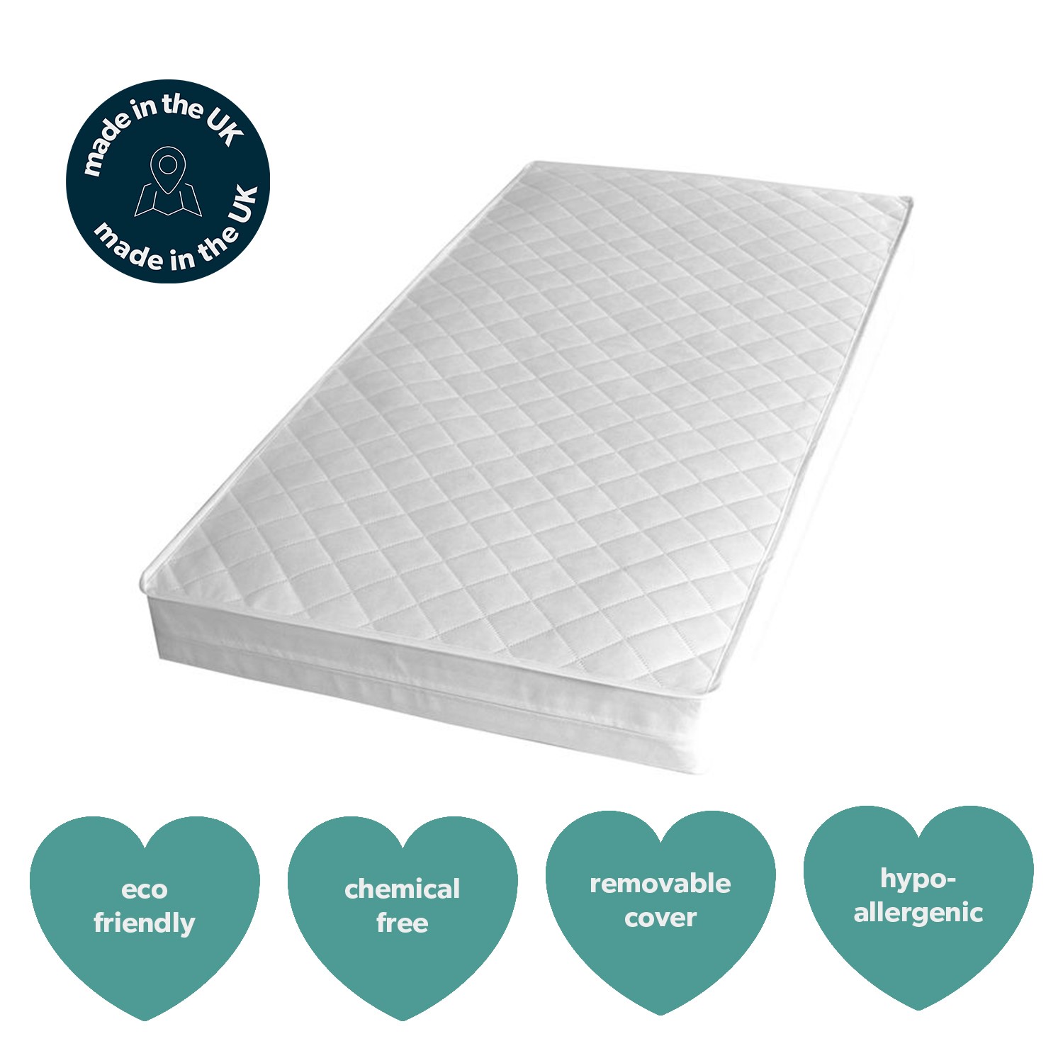 Breathable pocket sprung cot bed mattress 140 x 70 cm - billie