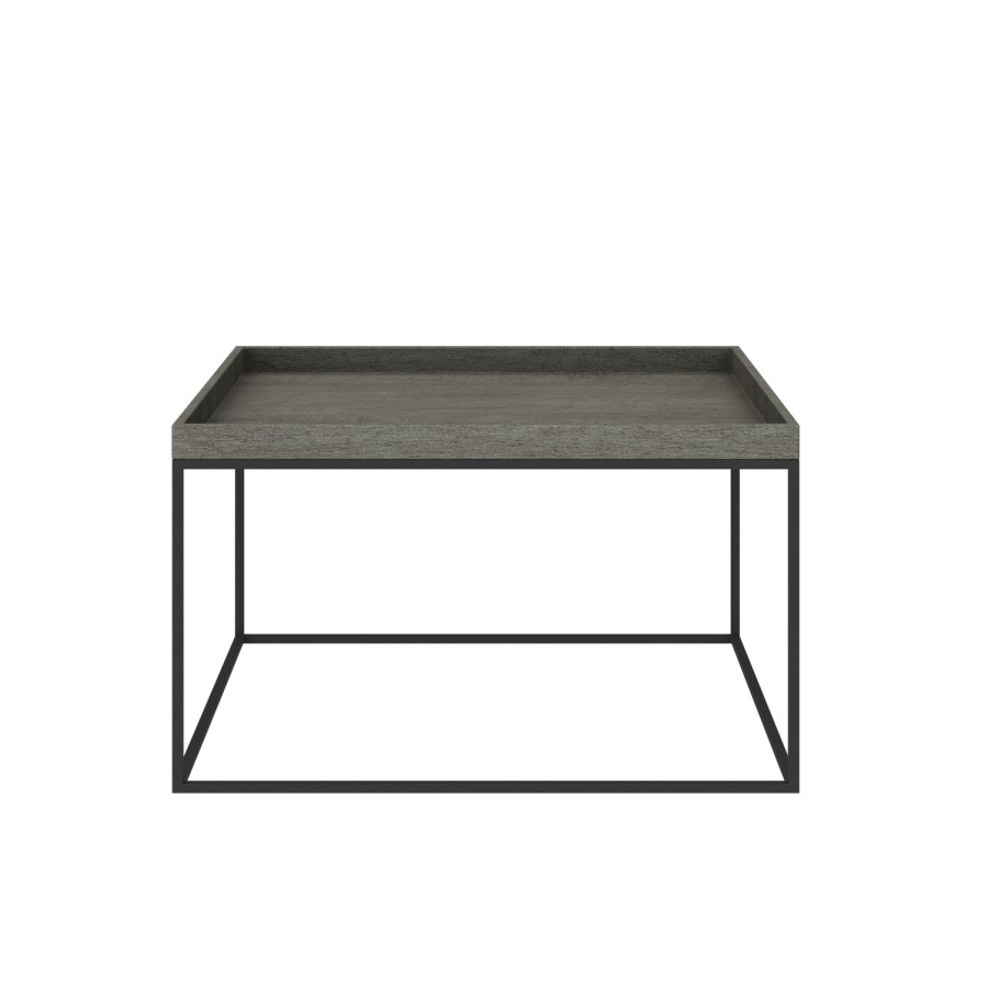 Square Grey Coffee Table with Metal Base - Bijou