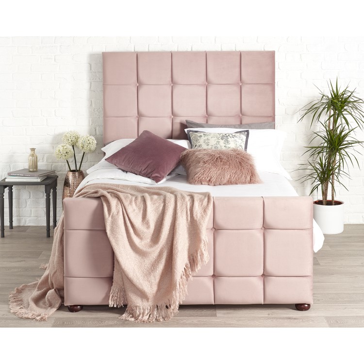 Brooklyn Double Bed Frame in Blush Plush Velvet