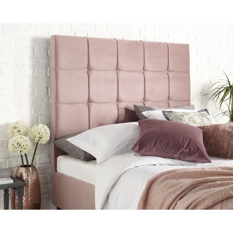 Brooklyn Double Bed Frame in Blush Plush Velvet