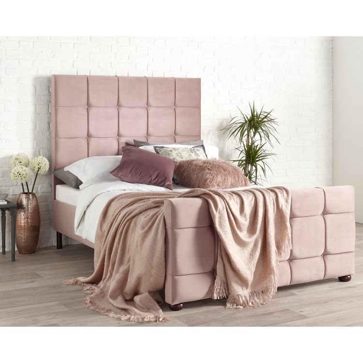 Brooklyn Double Bed Frame in Blush Plush Velvet