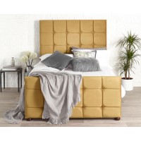 Brooklyn King Bed Frame in Ochre Plush Velvet
