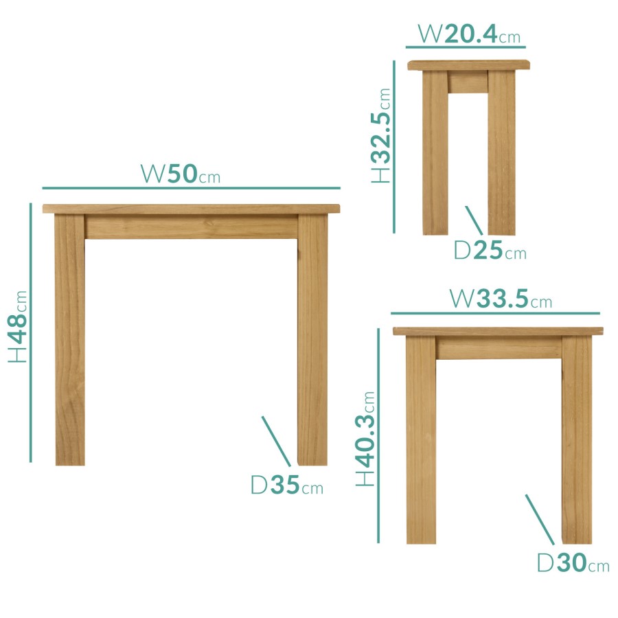 Brooklyn Solid Wood Nest of Tables- Set of 3