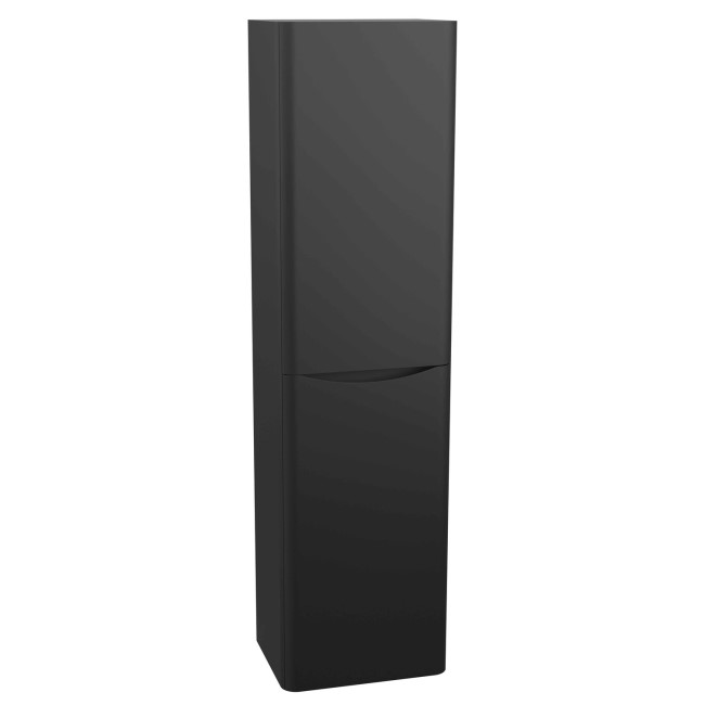 GRADE A2 - Black Wall Hung Tall Bathroom Storage Cabinet - W400 x H1500mm - Oakland