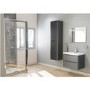 GRADE A2 - Black Wall Hung Tall Bathroom Storage Cabinet - W400 x H1500mm - Oakland