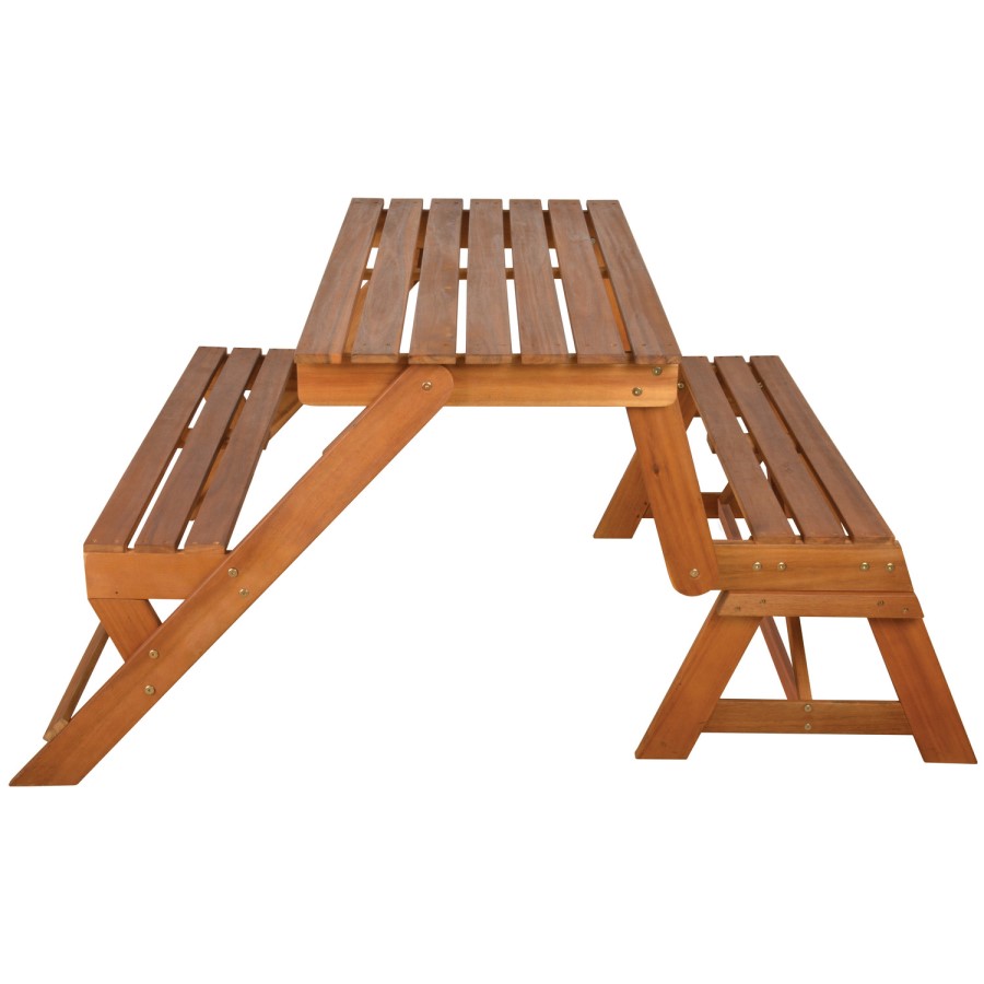 Wooden Garden Dining Bench Set - Convertible Bench