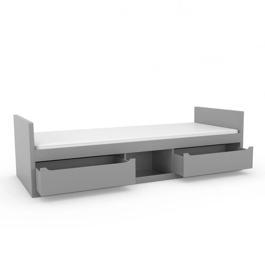 Blake Pale Grey Single Bed Frame with Pull Out Storage Drawers 