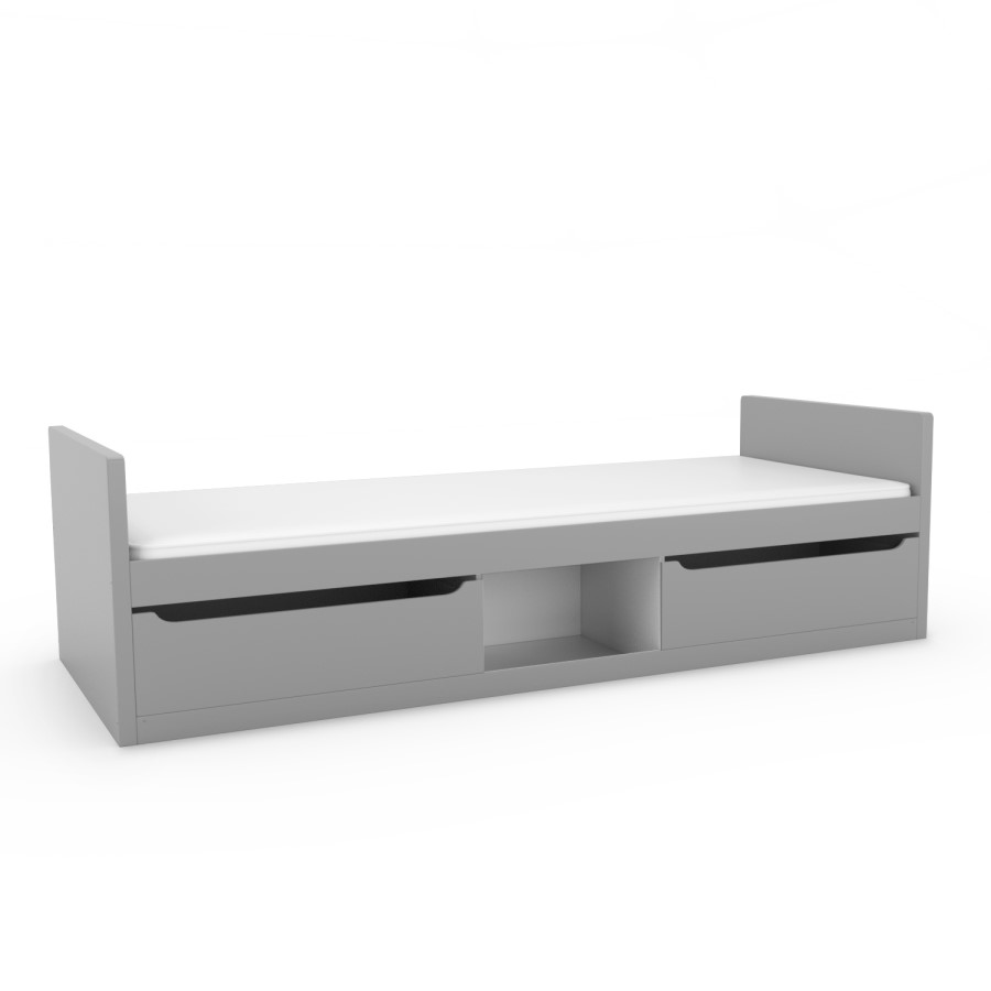 Blake Pale Grey Single Bed Frame with Pull Out Storage Drawers