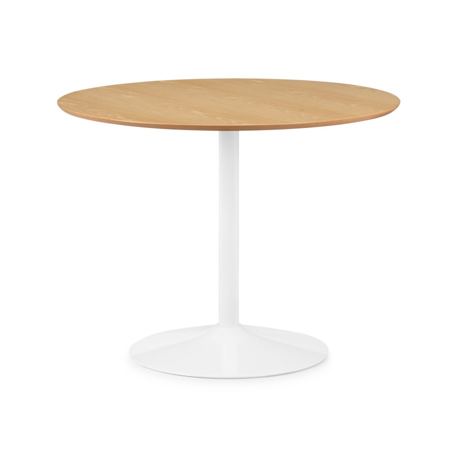 Round Oak & White Dining Table - Seats 4 - Julian Bowen Blanco