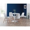 Round Dining Table &amp; 4 Chairs in White - Blanco
