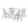 GRADE A1 - Round Dining Table & 4 Chairs in White - Blanco