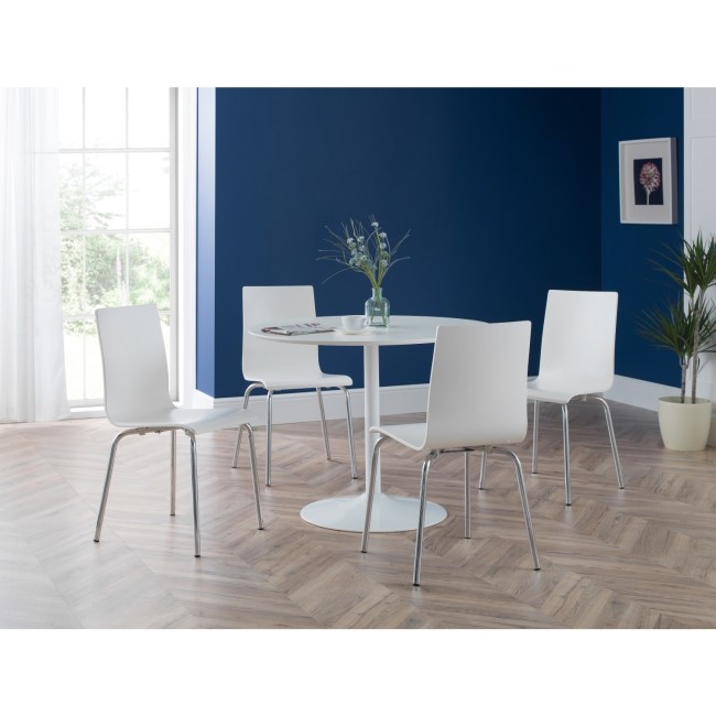 Round Dining Set with 4 Chairs & Metal Legs - Blanco