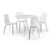 Round Dining Set with 4 Chairs &amp; Metal Legs - Blanco