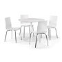 Round Dining Set with 4 Chairs & Metal Legs - Blanco