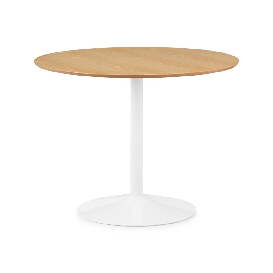 Dining Table & 4 Chairs in White & Oak Top - Blanco