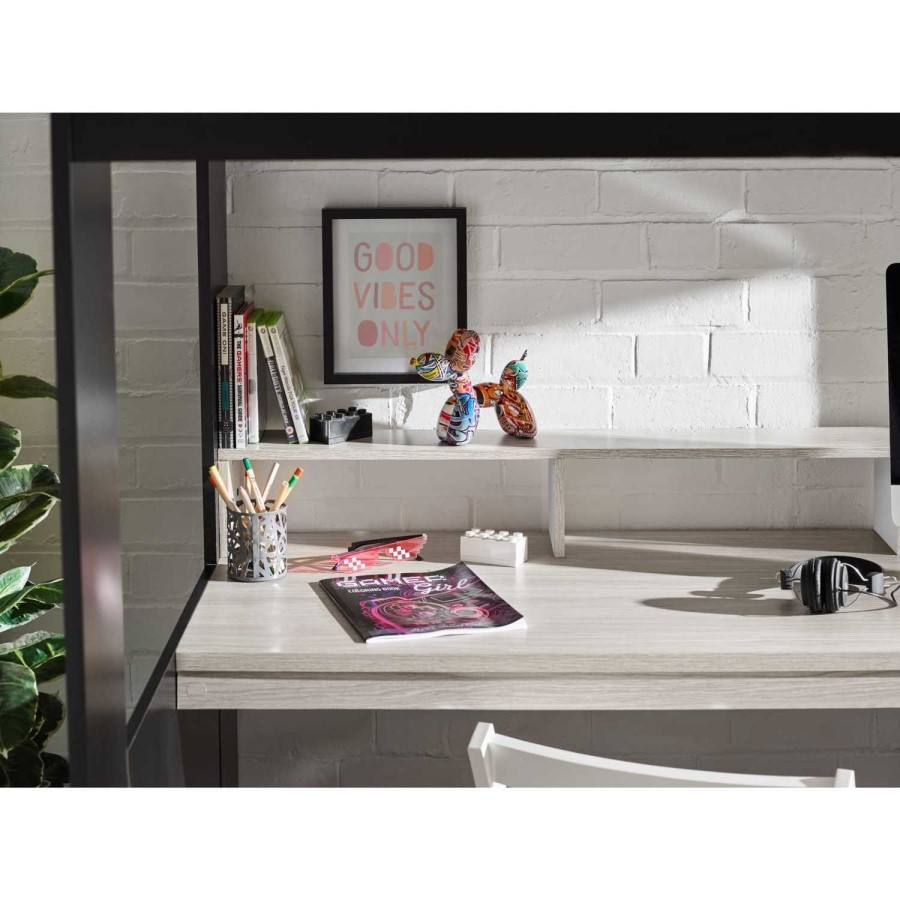 Light Oak and Black High Sleeper Gaming Bed with Desk - Blaze