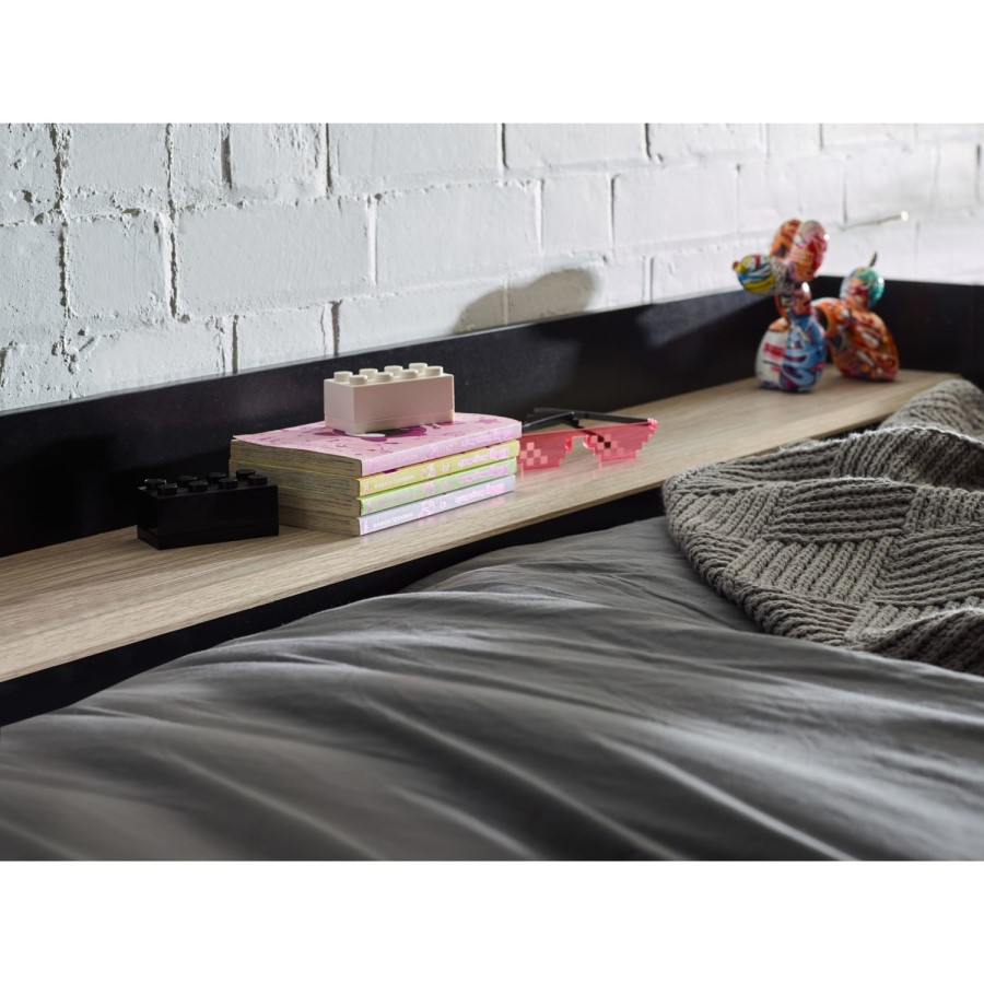 Light Oak and Black High Sleeper Gaming Bed with Desk - Blaze