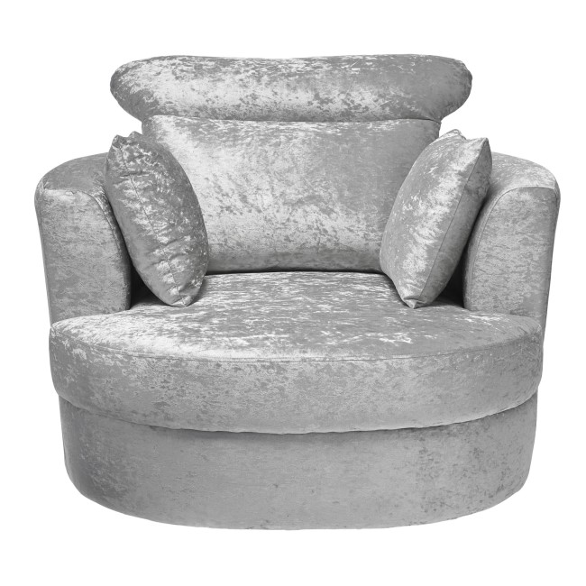GRADE A2 - LPD Swivel Snuggler Chair in Silver Crushed Velvet - Bliss 