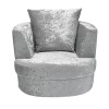 LPD Small Swivel Snuggler Chair in Silver Crushed Velvet - Bliss