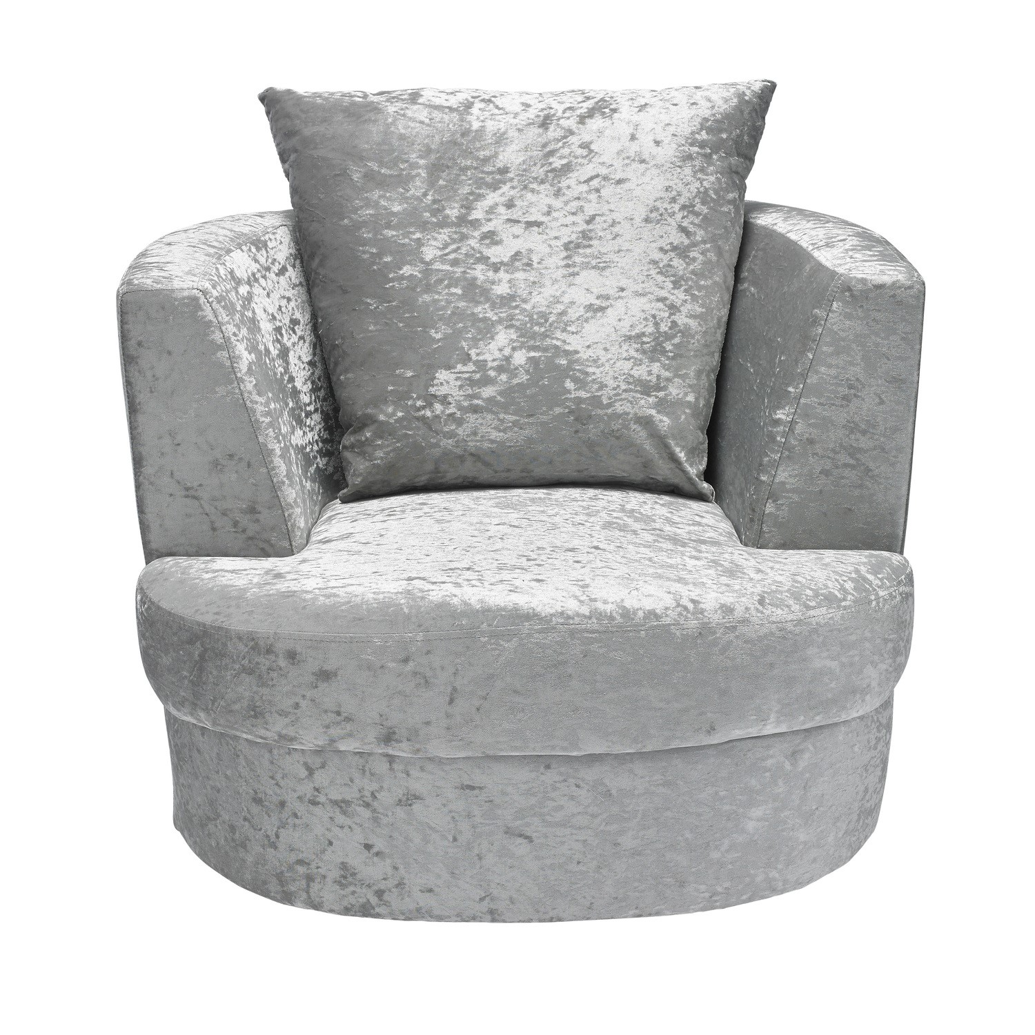 lpd small swivel snuggler chair in silver crushed velvet bliss