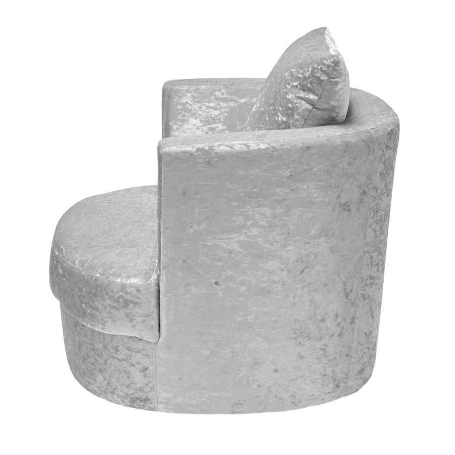 LPD Small Swivel Snuggler Chair in Silver Crushed Velvet - Bliss