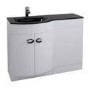 White Left Hand Vanity Unit & Black Glass Basin - Without Toilet