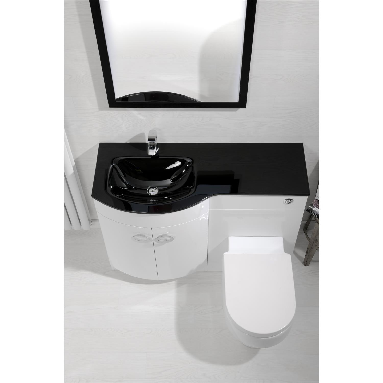 White Left Hand Vanity Unit Black Glass Basin Without Toilet White Left Hand Vanity Unit Black Glass Basin Without Toilet