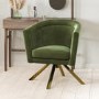 Green Velvet Swivel Office Chair without Wheels - Blaire