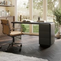 Black Modern Office Desk with Drawers - Banks 