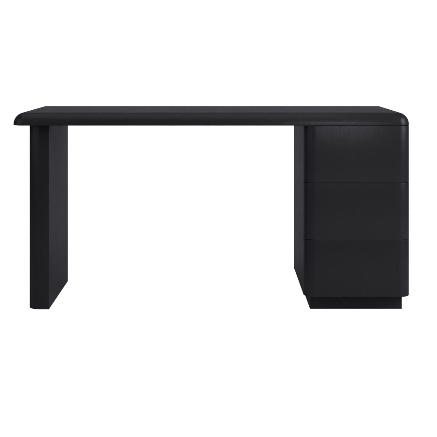 Black Modern Office Desk with Drawers - Banks 