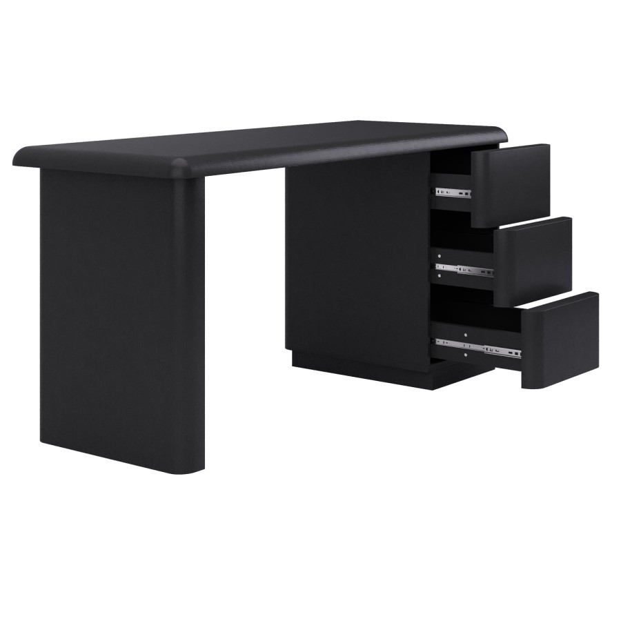 Black Modern Office Desk with Drawers - Banks 