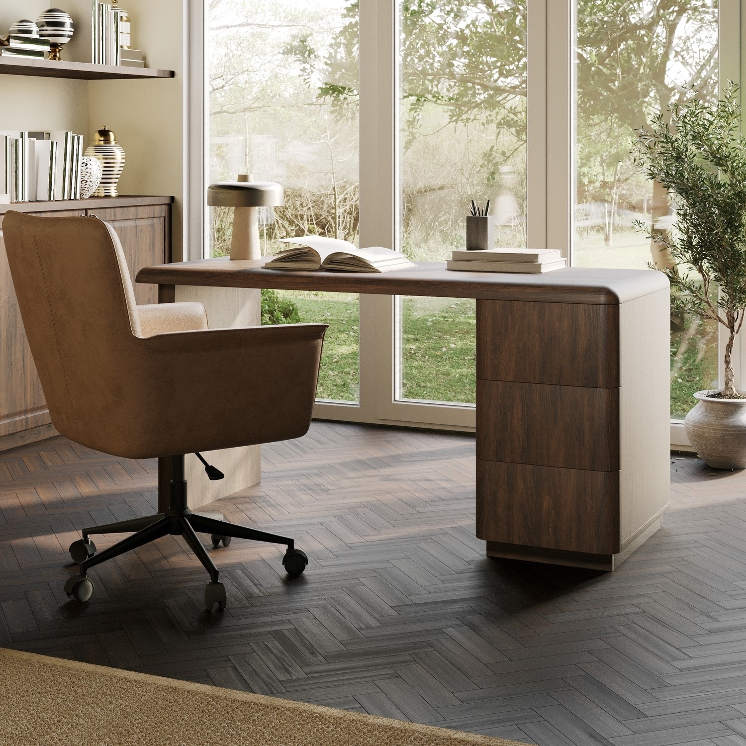 Dark Modern Office Desk Drawers