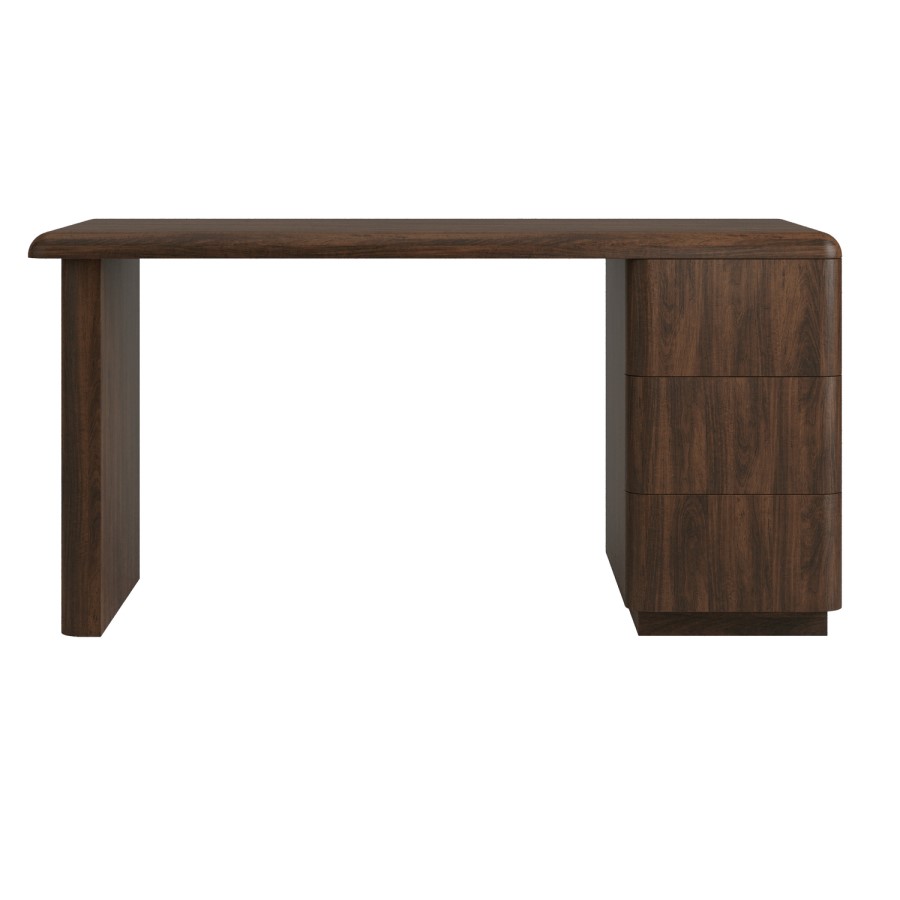 Dark Wood Modern Office Desk with Drawers - Banks