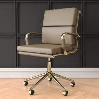 GRADE A2 - Brown Faux Leather Swivel Office Chair - Benson