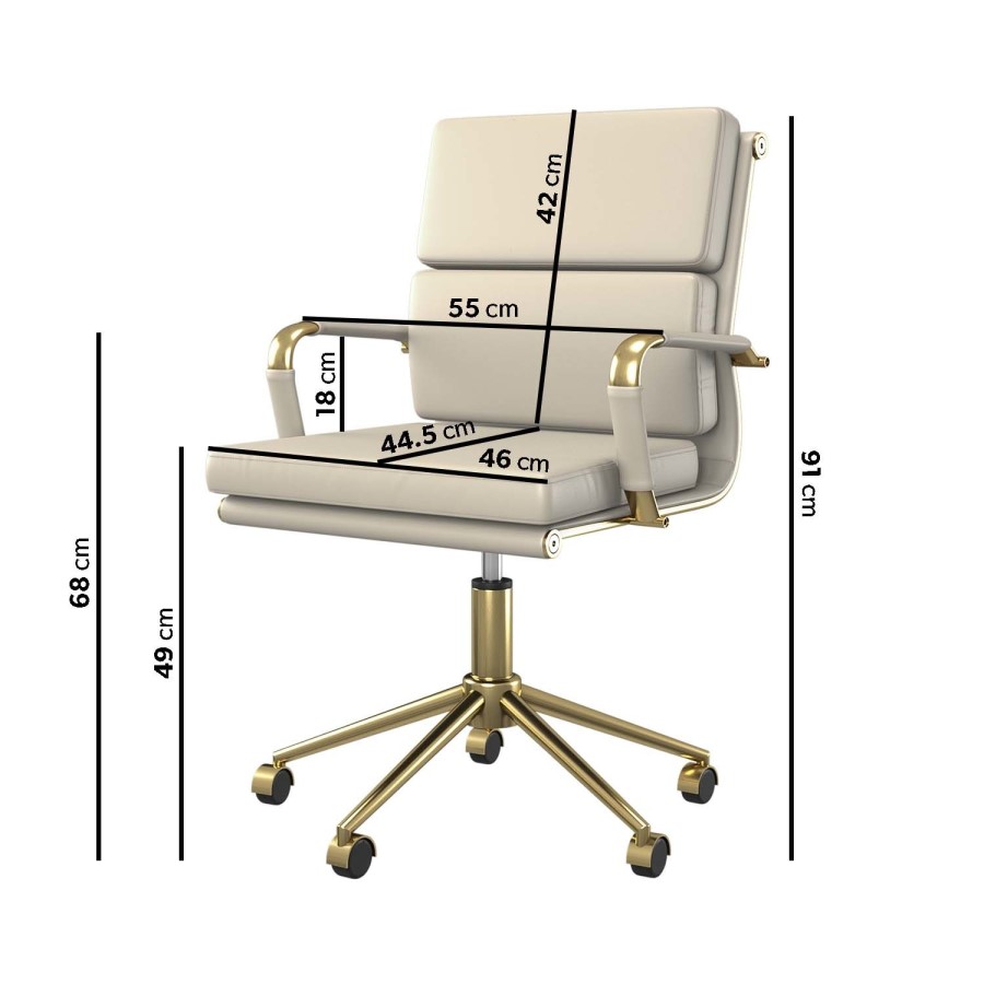 GRADE A1 - Beige Faux Leather Swivel Office Chair - Benson
