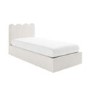 Off-White Boucle Single Ottoman Bed with Scalloped Headboard - Boba