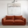 Low Curved 3 Seater Sofa in Burnt Orange Velvet - Bodi