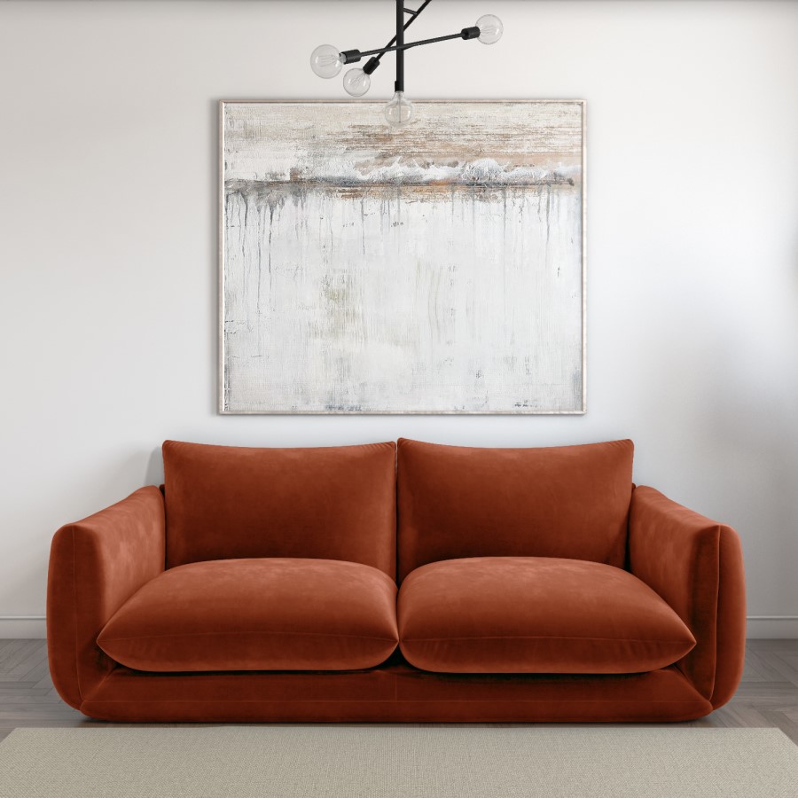 GRADE A1 - Burnt Orange Velvet 3 Seater Sofa - Bodi