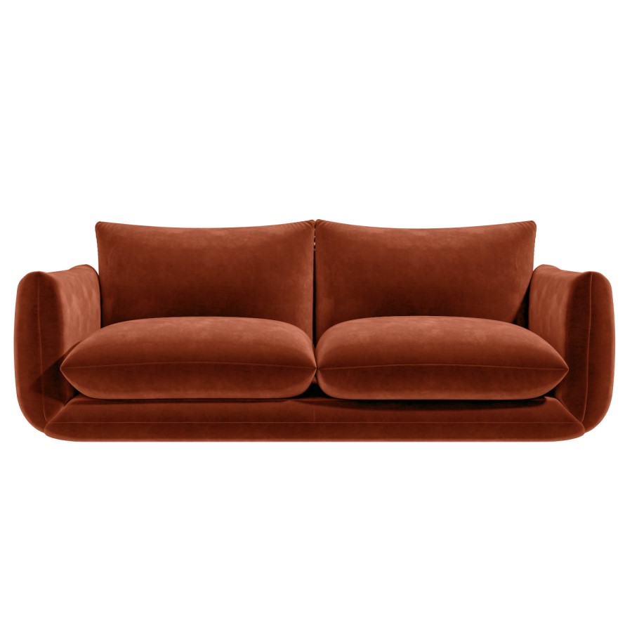 GRADE A1 - Burnt Orange Velvet 3 Seater Sofa - Bodi