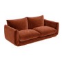 Low Curved 3 Seater Sofa in Burnt Orange Velvet - Bodi