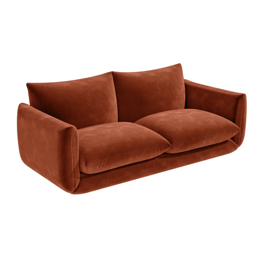GRADE A1 - Burnt Orange Velvet 3 Seater Sofa - Bodi