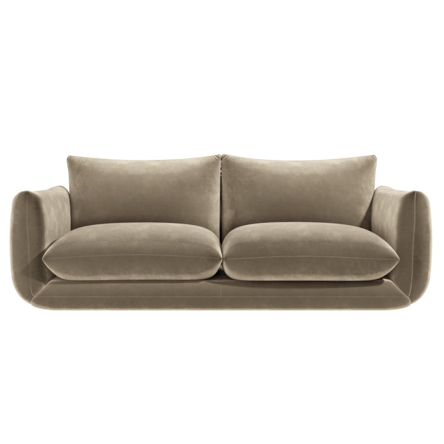 GRADE A1 - Low Curved 3 Seater Sofa in Mink Velvet - Bodi